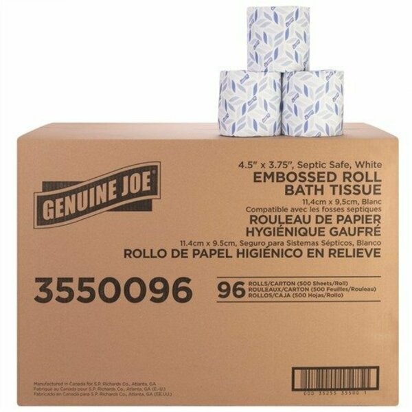 Bsc Preferred Genuine Joe Bathroom Tissue, 2-Ply, 500Shts/RL, 4-1/2inx3in, 9 White, 96PK GJO3550096